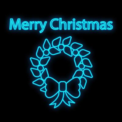 Round Christmas wreath with spruce branches and snowflakes isolated on white. Endless vertical pattern brush. For festive design, announcements, postcards, posters