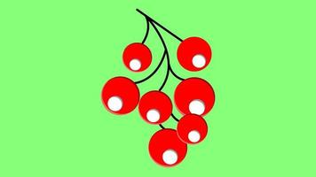 green and red Holly berry with black outline flat icon. Christmas symbol vector illustration. holiday ilex sign isolated on white