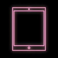 Bright luminous pink digital digital neon sign for a store or workshop service center beautiful shiny with a modern tablet on a black background. Vector illustration