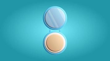 Fashionable beautiful beauty glamorous trendy makeup mirror with powder and eyeshadows on a blue background. Vector illustration