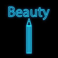 pencil for drawing the contour of eyebrows, lips, arrows for the eyes. color pencil for mania and create a smooth contour. blue, neon packaging on a black background. icon for makeup artists