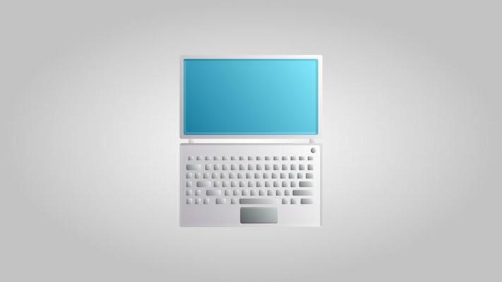 Modern digital new laptop computer for games, work and entertainment on a white background. Vector illustration
