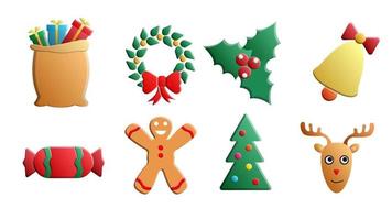 Set of simple Christmas icons in flat style vector