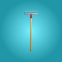 Tool for repair and construction of a rake for cleaning leaves and gardening on a blue background. Vector illustration