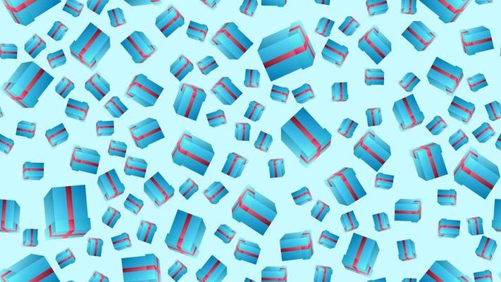 Violet and blue xmas gift box seamless pattern. Birthday, event