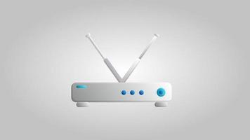 blanco moderno y potente nuevo enrutador de módem de Internet con wi-fi y antena sobre un fondo blanco. ilustración vectorial vector