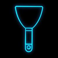 Bright luminous blue industrial digital neon sign for shop workshop service center beautiful shiny with a trowel for repair on a black background. Vector illustration