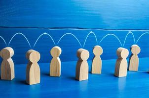 People are connected by a lines. A concept for sharing information, experiences and rumors. Network communication. Communication, dissemination of ideas. Form into a single force. Cooperation photo