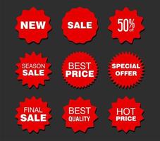 Collection of red badges and labels modern super sale style vector