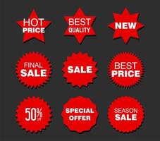 Collection of red badges and labels modern super sale style vector