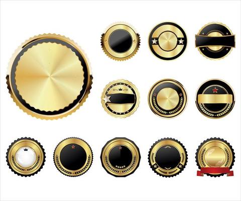 Golden badge retro style isolated on white background