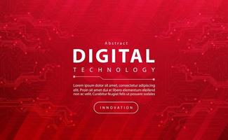 Digital technology banner red background concept with technology light effect, abstract cyber tech, innovation future data, internet network, Ai big data, lines dots connection, illustration vector