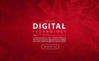 Digital technology banner red background concept with technology light effect, abstract cyber tech, innovation future data, internet network, Ai big data, lines dots connection, illustration vector