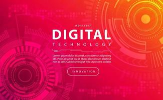 concepto de fondo rosa rojo de banner de tecnología digital, efecto amarillo claro de tecnología, tecnología abstracta, datos futuros de innovación, red de Internet, big data ai, conexión de punto de línea, vector de ilustración