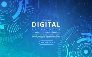 Digital technology banner green blue background concept with technology light effect, abstract tech, innovation future data, internet network, Ai big data, lines dots connection, illustration vector