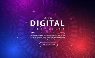 Digital technology banner blue pink background concept, technology light purple effect, abstract tech, innovation future data, internet network, Ai big data, lines dots connection, illustration vector