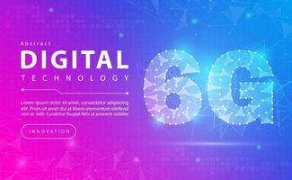 6G network wireless internet Wi-fi connection abstract background concept, Digital technology banner pink blue background binary code, abstract tech big data communication, High speed broadband vector