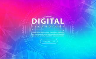 Digital technology banner pink blue background concept, technology light purple effect, abstract tech, innovation future data, internet network, Ai big data, lines dots connection, illustration vector