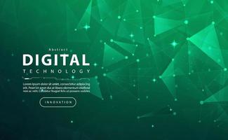 Digital technology banner green blue background concept with technology light effect, abstract tech, innovation future data, internet network, Ai big data, lines dots connection, illustration vector