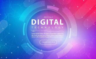 Digital technology banner blue pink background, cyber technology light purple effect, abstract tech, innovation future data, internet network, Ai big data, lines dots connection, illustration vector