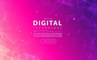 Digital technology banner pink background, purple color technology light effect, abstract cyber tech, innovation future data, internet network, Ai big data, lines dots connection, illustration vector