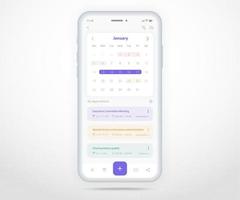 Mobile app calendar planner concept, Appointment calendar template UI UX, Smartphone calendar schedule agenda annual planning meeting application, Calendar events, Activity, Event app, Vector phone