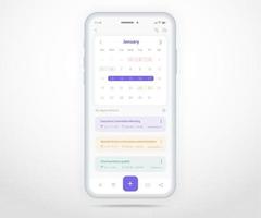 Mobile app calendar planner concept, Appointment calendar template UI UX, Smartphone calendar schedule agenda annual planning meeting application, Calendar events, Activity, Event app, Vector phone