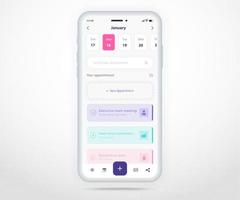 Mobile app calendar planner concept, Appointment calendar template UI UX, Smartphone calendar schedule agenda annual planning meeting application, Calendar events, Activity, Event app, Vector phone