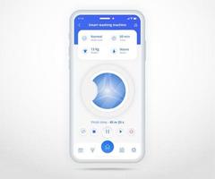 Washing machine app, smart home wash controlled app UX UI, IOT Internet of things technology, Digital future home automation tech, smart devices application phone, washer laundry, vector illustration