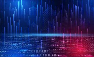 Digital technology Binary code blue background, Matrix cyber technology security, abstract circuit tech secure, internet network connection binary zero one number, Ai big data,  illustration vector
