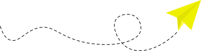 ruta de avión de papel de línea discontinua png