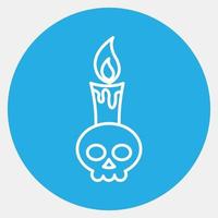 vela icono. elementos de celebración del día de los muertos. iconos en estilo azul. bueno para impresiones, carteles, logotipos, decoración de fiestas, tarjetas de felicitación, etc. vector