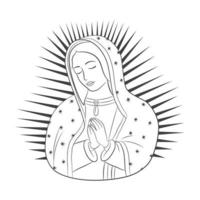 Our Lady of Guadalupe. Virgin of Guadalupe. Virgen de Guadalupe. Outline. Vector design.