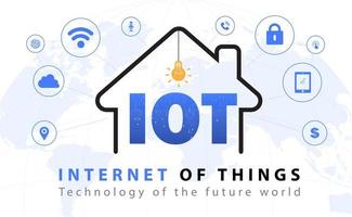 iot internet de las cosas concepto de fondo abstracto, banner de tecnología digital rosa azul, icono y símbolo de iot, centro de nube de big data de tecnología abstracta, hogar inteligente, red de ciudad inteligente, vector de ilustración