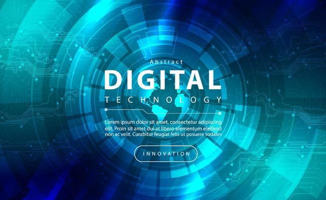 Digital technology banner green blue background concept with technology light effect, abstract tech, innovation future data, internet network, Ai big data, lines dots connection, illustration vector