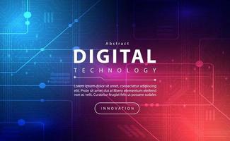 Digital technology banner pink blue background concept with technology line light effect, abstract tech, innovation future data, internet network, big data, lines dots connection, illustration vector