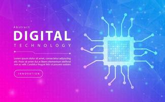 Digital technology electronic chip banner pink blue background concept with technology, microprocessor computer electric, future line light effects, abstract tech, illustration vector graphic design