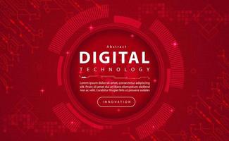 Digital technology banner red background concept with technology light effect, abstract cyber tech, innovation future data, internet network, Ai big data, lines dots connection, illustration vector