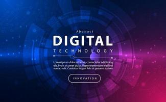 banner de tecnología digital concepto de fondo azul rosa con efecto de luz de tecnología, tecnología abstracta, datos futuros de innovación, red de Internet, big data ai, conexión de puntos de líneas, vector de ilustración