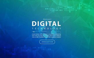 Digital technology banner blue green background concept, cyber technology light effect, abstract tech, innovation future data, internet network, Ai big data, lines dots connection, illustration vector