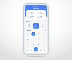 Smartphone smart home controlled app UX UI, IOT Internet of things technology, Digital future home automation tech, smart devices application phone, Wifi cctv lighting music air, vector illustration