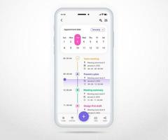 Mobile app calendar planner concept, Appointment calendar template UI UX, Smartphone calendar schedule agenda annual planning meeting application, Calendar events, Activity, Event app, Vector phone