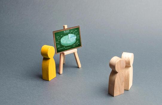 A person holds a presentation to a crowd of people at a briefing, discussion of the business strategy, development of the company. Analysis of the results, information market analysis. Selective focus photo