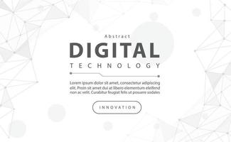 Digital technology banner black and white background concept with technology line light effects, abstract tech, digital web technology future, computer network, illustration vector for graphic design