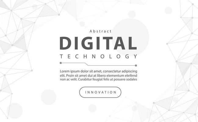 Digital technology banner black and white background concept with technology line light effects, abstract tech, digital web technology future, computer network, illustration vector for graphic design