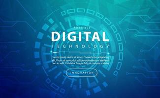 Digital technology banner green blue background concept with technology light effect, abstract tech, innovation future data, internet network, Ai big data, lines dots connection, illustration vector