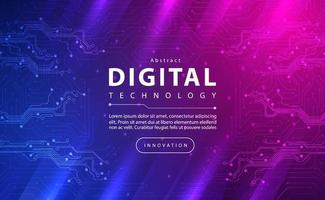 banner de tecnología digital concepto de fondo azul rosa con efecto de luz de tecnología, tecnología abstracta, datos futuros de innovación, red de Internet, big data ai, conexión de puntos de líneas, vector de ilustración