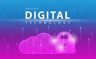 Technology security abstract background concept, Digital technology banner pink blue background binary code, abstract tech big data, Cloud computing, connect to clouds network, illustration vector