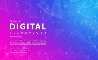 banner de tecnología digital concepto de fondo azul rosa con efectos de luz de línea de tecnología, tecnología abstracta, vector de ilustración para diseño gráfico