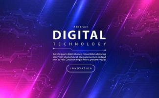 Digital technology banner pink blue background concept with technology light effect, abstract tech, innovation future data, internet network, Ai big data, lines dots connection, illustration vector